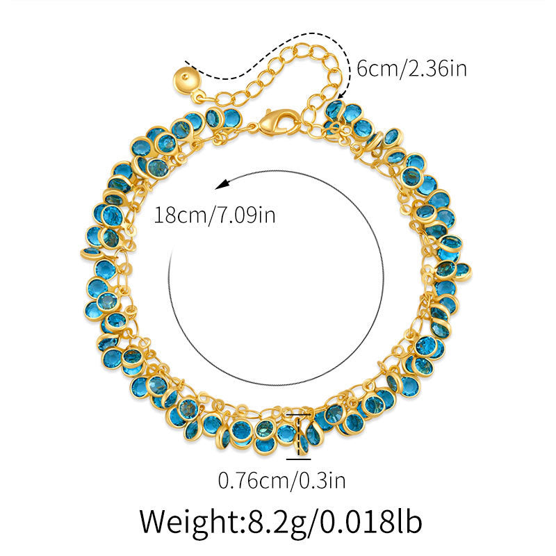 Bracelet multicouches en or véritable 18 carats plaqué cuivre pour femme