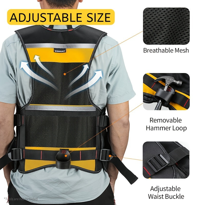 Gilet de travail réfléchissant haute visibilité - Durable avec poches à outils pour électriciens - Assure une sécurité optimale sur le chantier
