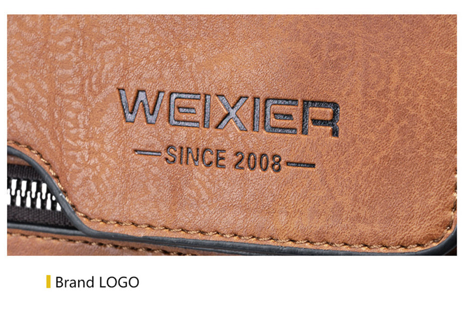 Men'S Vintage Crossbody Bag - Adjustable Strap, Multiple Compartments, Business Casual Shoulder Bag with "WEIXIER SINCE 2008" Branding, Black & Brown Options, Casual Crossbody | Vintage Crossbody | Adjustable Strap Bag