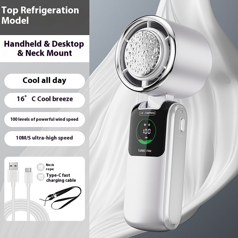 Nouveau ventilateur électrique portatif à grande vitesse Ice Pack, vitesse réglable, pliable, mini ventilateur portable d'extérieur suspendu au cou, petit ventilateur