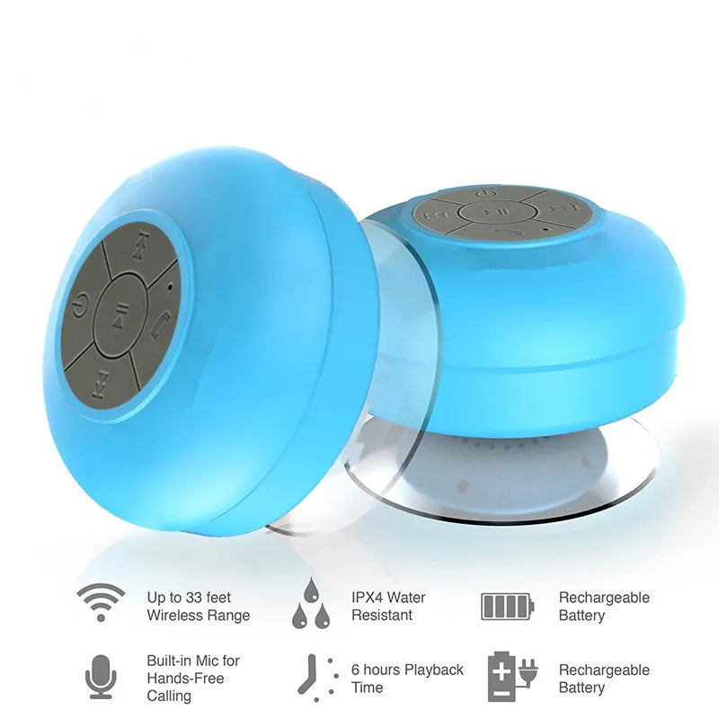 Mini enceinte Bluetooth pour douche, caisson de basses, étanche, mains libres, avec micro à ventouse, pour salle de bain, piscine, plage, voiture, téléphone