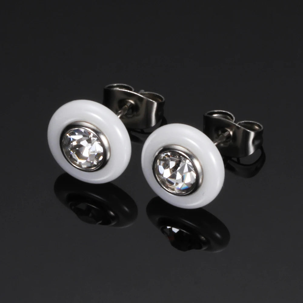 New Wedding Earring Jewelry Black White Ceramic Stud Earrings For Women girl Kids With AAA Health Ceramic Zirconia Earring