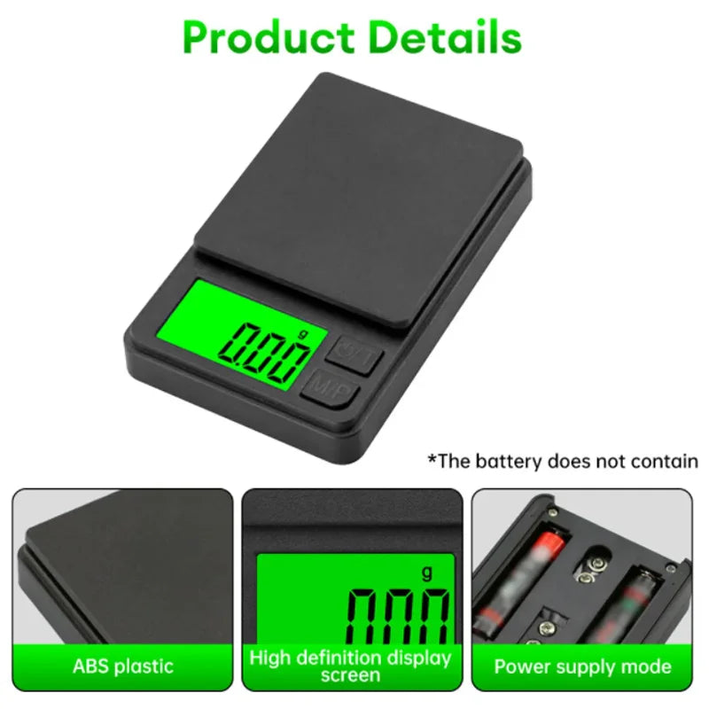 Balance de poche de précision 1000 g x 0,1 g - Balance numérique pour grammes, aliments, bijoux, onces/céréales avec écran LCD rétroéclairé - Mini balance de voyage