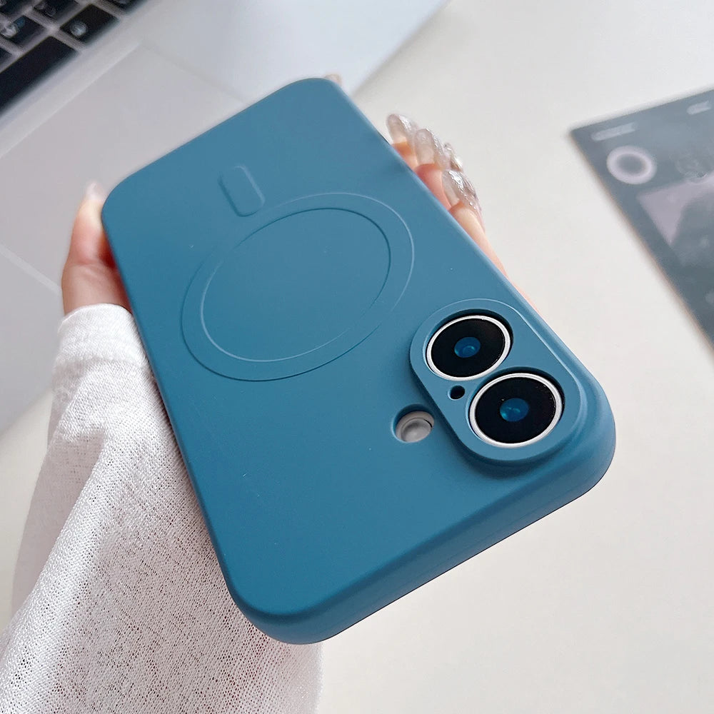 Original Liquid Silicone Magnetic Case For iPhone 16 15 14 Plus 13 12 Mini 11 Pro XS Max For Magsafe Wireless Charge Soft Cover