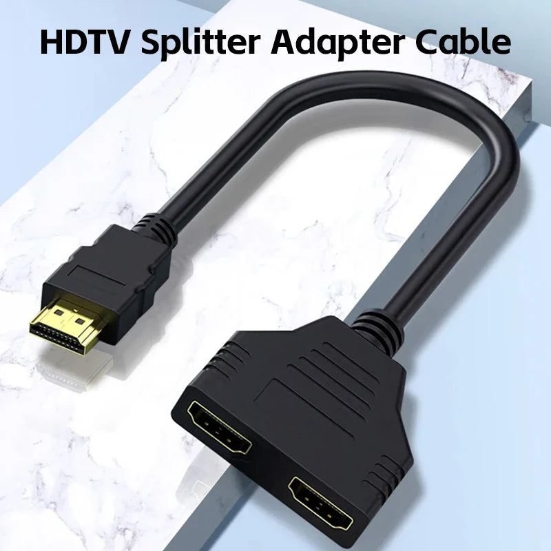 HDTV 1 in 2 1080P HD Splitter Adapter Male To 2 Female Head Adapter HDTV Male To Female Conversion Cable