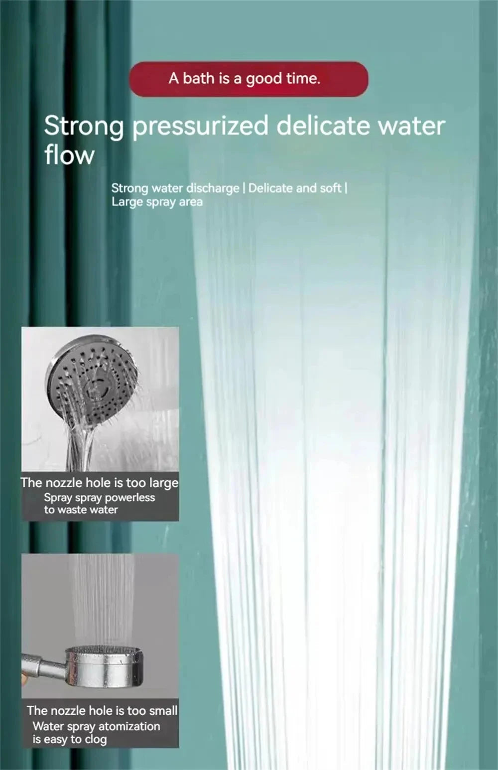 Adjustable Shower Head With 3 Modes Large Flow Shower Head High Pressure Water Saving Shower Faucet Bathroom Accessories