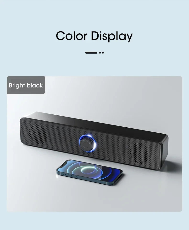Barre de son PC filaire et sans fil Bluetooth, haut-parleur alimenté par USB pour téléviseur, ordinateur portable, jeux, cinéma maison, système audio surround