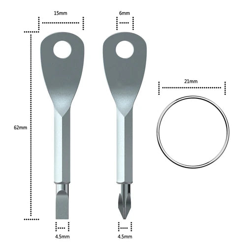 1 Set Stainless Steel Mini EDC Multifunction Screwdriver Key Shape Slotted Screwdrivers Keychain Pocket Repair Tool