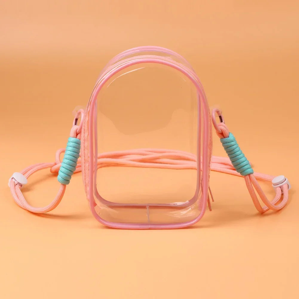 * Labubu Protect Case Labubu Sitting Party 15cm Cotton Doll Shoulder Pain Bag PVC Storage Bag Labubu Walk Bag Dustproof