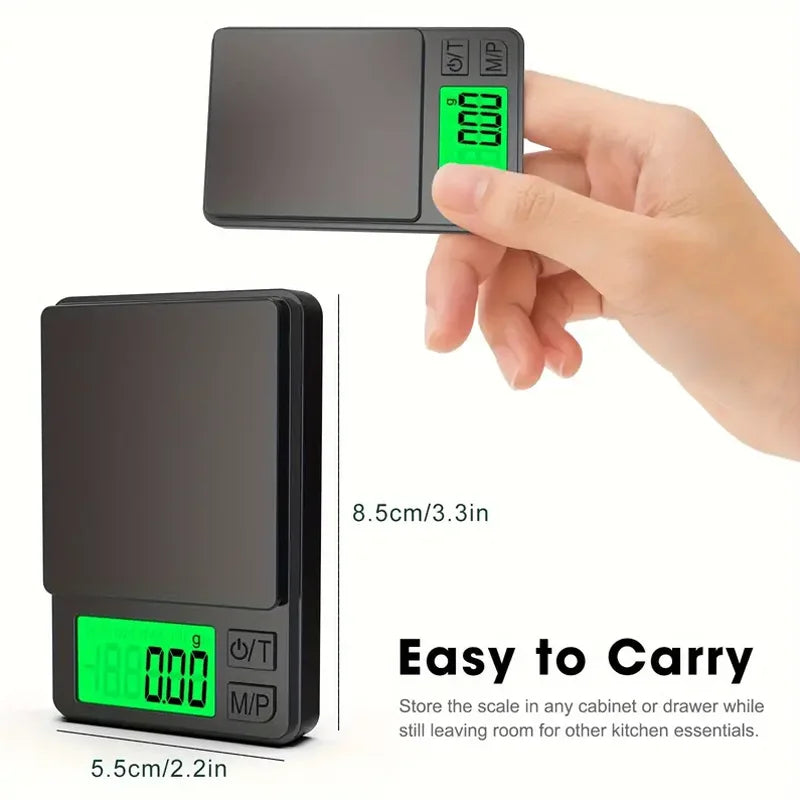 Balance de poche de précision 1000 g x 0,1 g - Balance numérique pour grammes, aliments, bijoux, onces/céréales avec écran LCD rétroéclairé - Mini balance de voyage