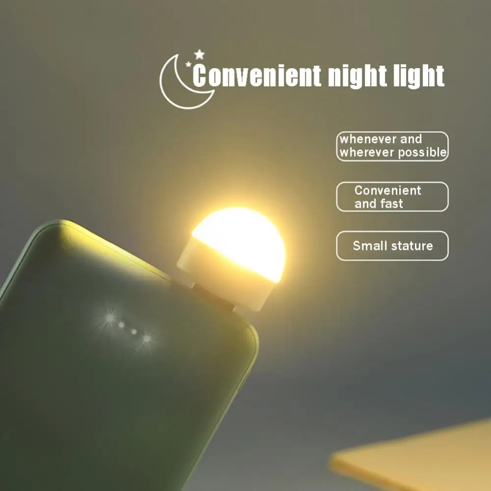 1pc Mini USB Night Light Bulb Warm White Eye Protection Book Reading Light USB Plug PC Mobile Power Charging LED Lighting Tool