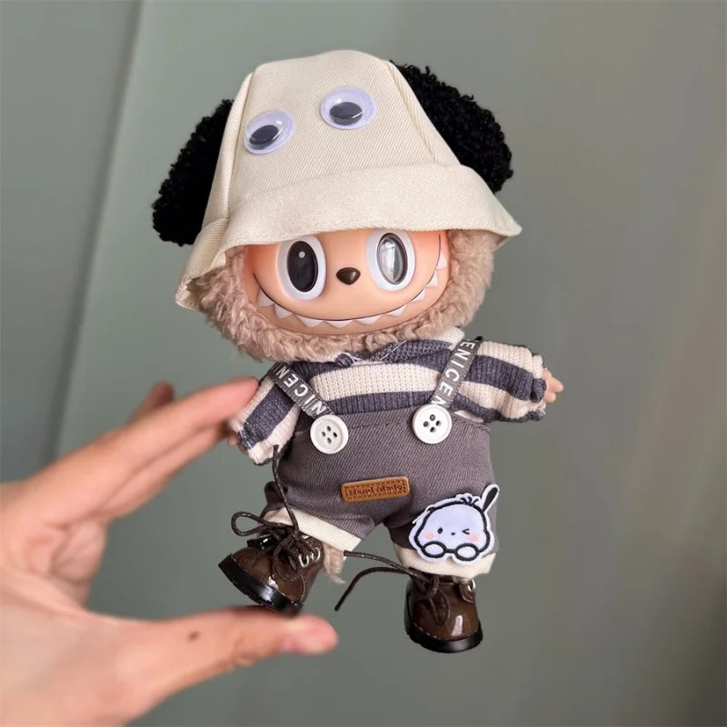 * Labubu Doll 17cm V1 Generation Cute Labubu Doll Outfit Sports And Casual Suits Pendant Accessories Gifts For Kids And Fans