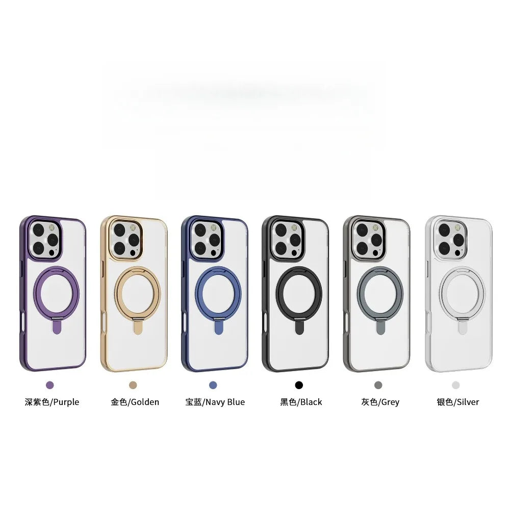 For IPhone 16 15 14 13 Pro Max Plus 360° Rotating Magnetic Stand Phone Case Anti-Drop Magnetic Shell 15-Pin Phone Case