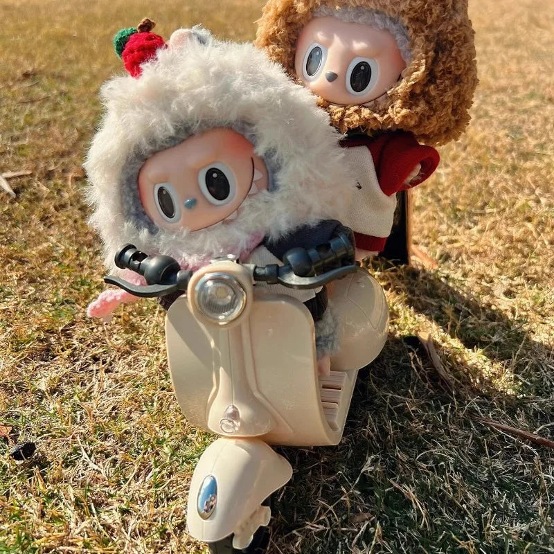 * Labubu Doll Mini Electric Motorcycle,labubu Doll Accessories, Fun Cute Doll Toys,With Lights and Music,DIY Kid Christmas Gift