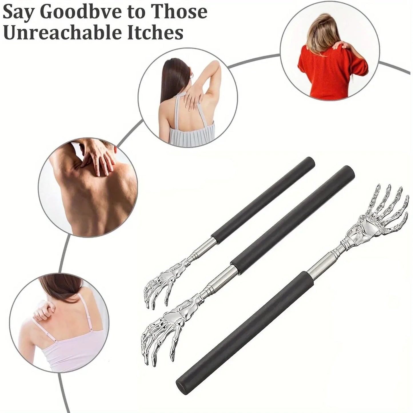 Gratte-dos télescopique portable en acier inoxydable, outil de massage du dos extensible pour la circulation sanguine, la relaxation et la santé