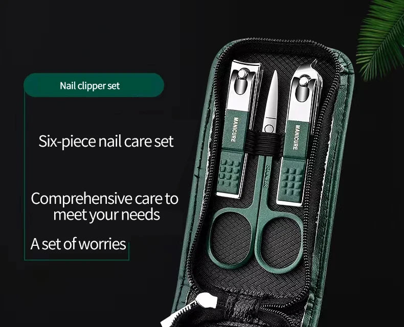 Ensemble de ciseaux à ongles haut de gamme pour hommes et femmes, coupe-ongles spéciaux, outils de manucure et de beauté, 6 pièces, portables