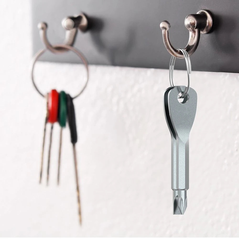 1 Set Stainless Steel Mini EDC Multifunction Screwdriver Key Shape Slotted Screwdrivers Keychain Pocket Repair Tool