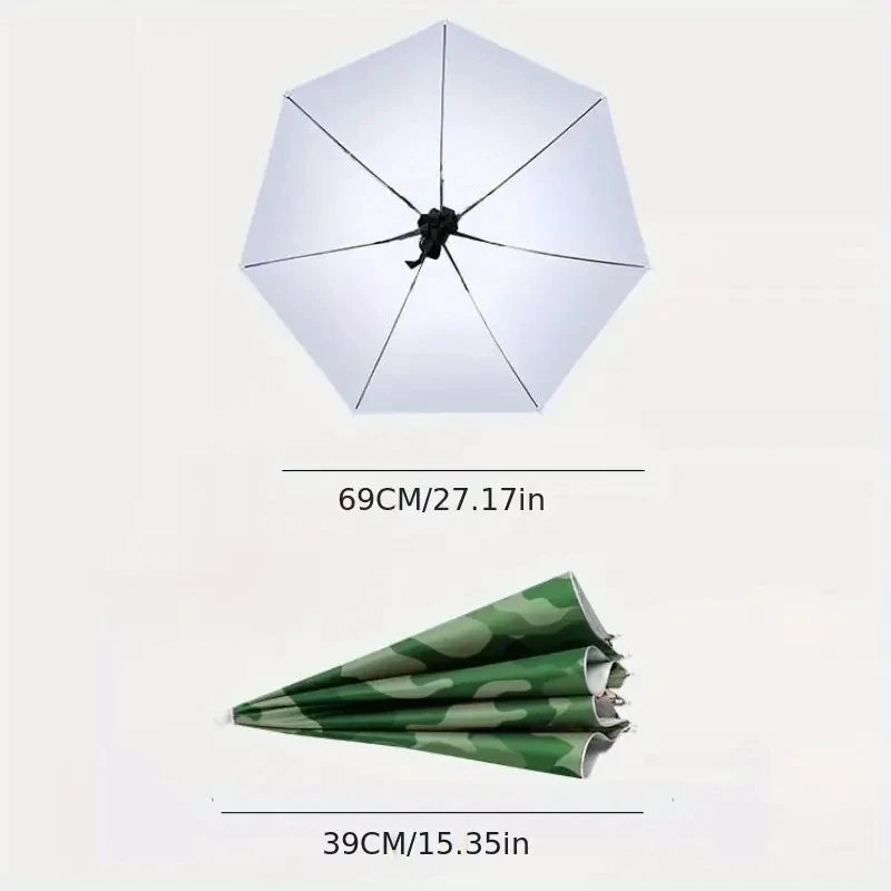 Head WearingUmbrella For Men And Women Outdoor Folding Sunny Umbrella Outdoor Sunshade Windproof Umbrella, Folding Hat Umbrella