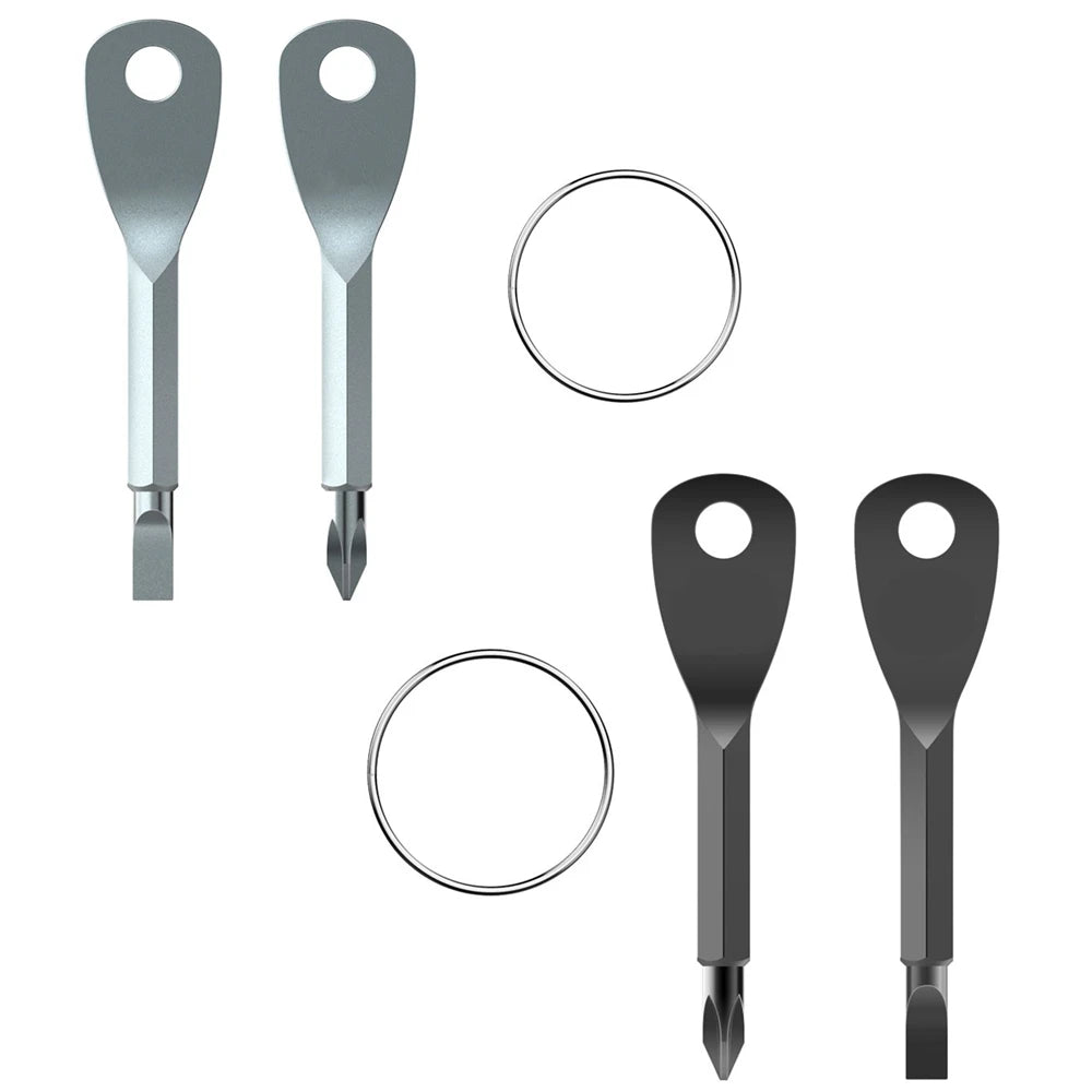 1 Set Stainless Steel Mini EDC Multifunction Screwdriver Key Shape Slotted Screwdrivers Keychain Pocket Repair Tool