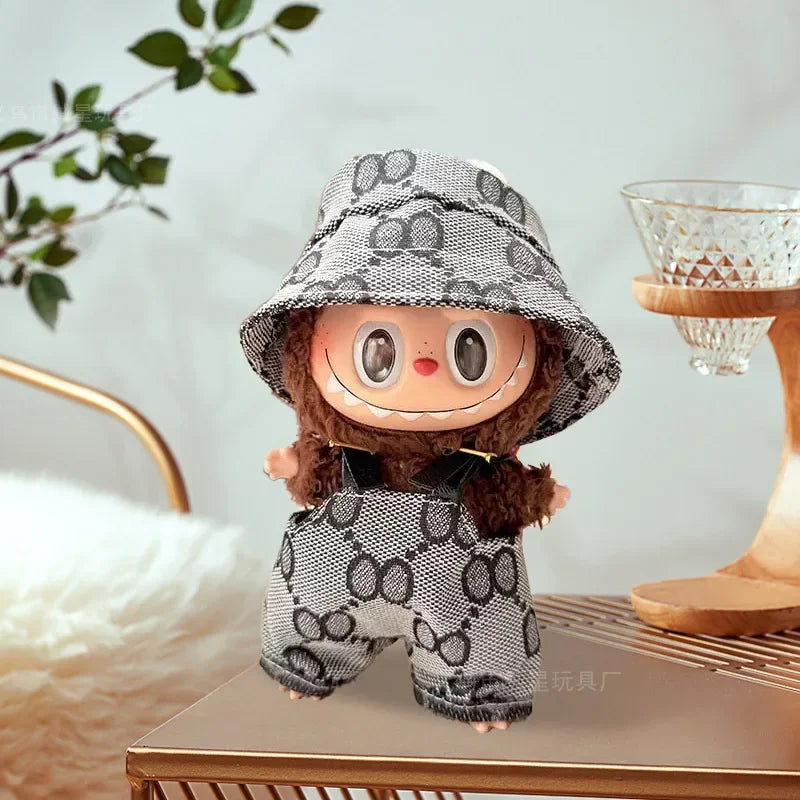 * Labubu V3 Ubranka dla Lalki DIY Akcesoria do Makaroników Siedzącego na Impr Rybacki Ogrodniczki i Spodnie Garnitur Lalka Labbubu