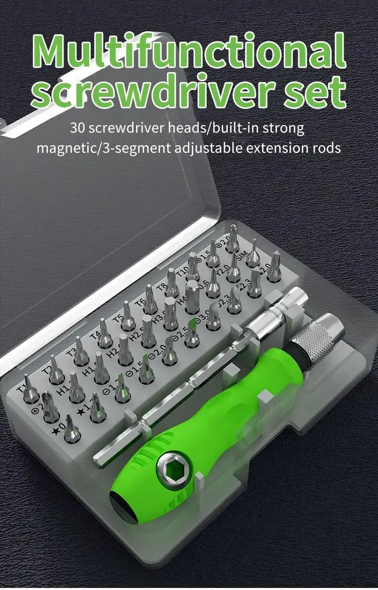 Mini jeu de tournevis de précision 32 en 1, embouts cruciformes magnétiques, kit d'outils de réparation multifonctions pour téléphones, montres, lunettes, PC