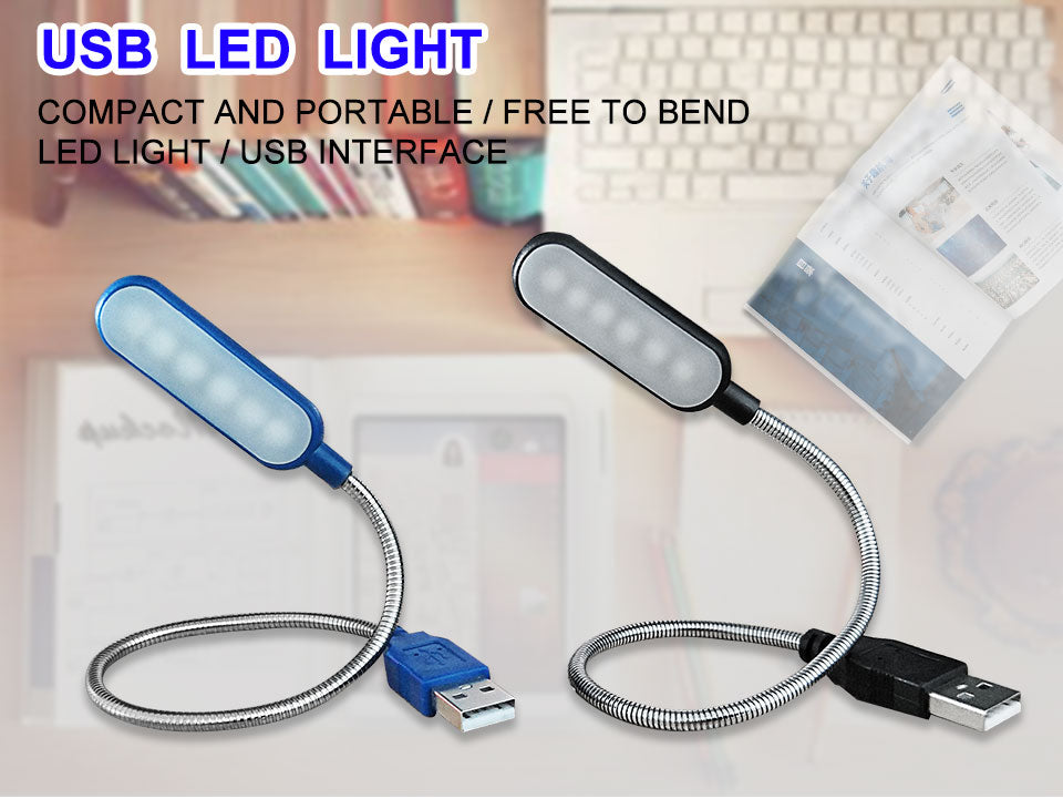 Portable USB LED Mini Book Light Reading Light Table Lamp Flexible 6leds USB Lamp for Power Bank Laptop Notebook PC Computer
