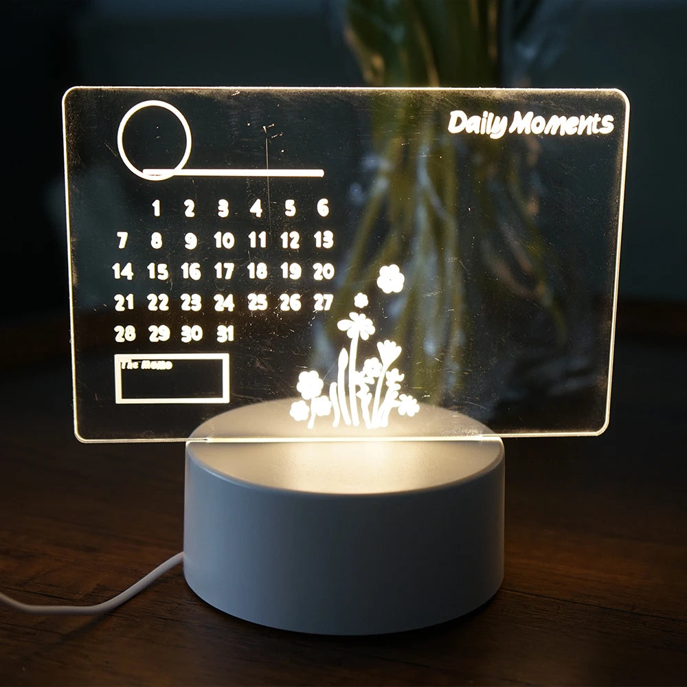 Veilleuse LED créative avec panneau de notes, USB, réinscriptible, lumière douce et chaude, idéale pour les enfants et les petites amies