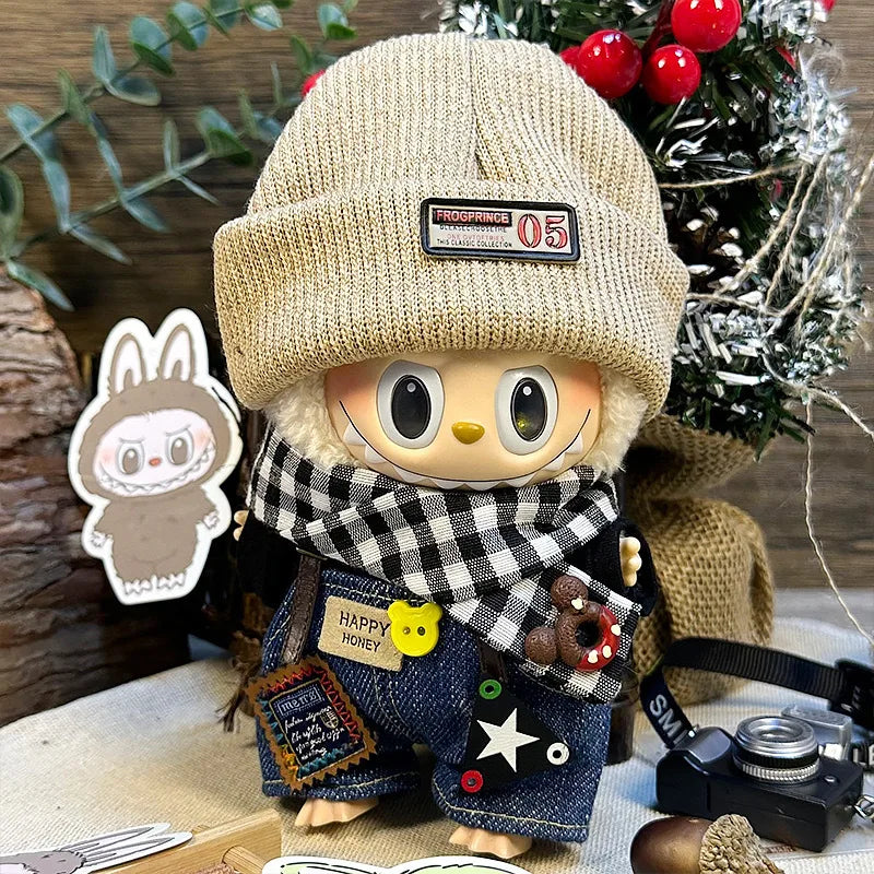 * Labubu Second-Generation Cool Hoodie Outfit With Hat Character Doll Pendant Fashionable Clothing Accessories For Toys