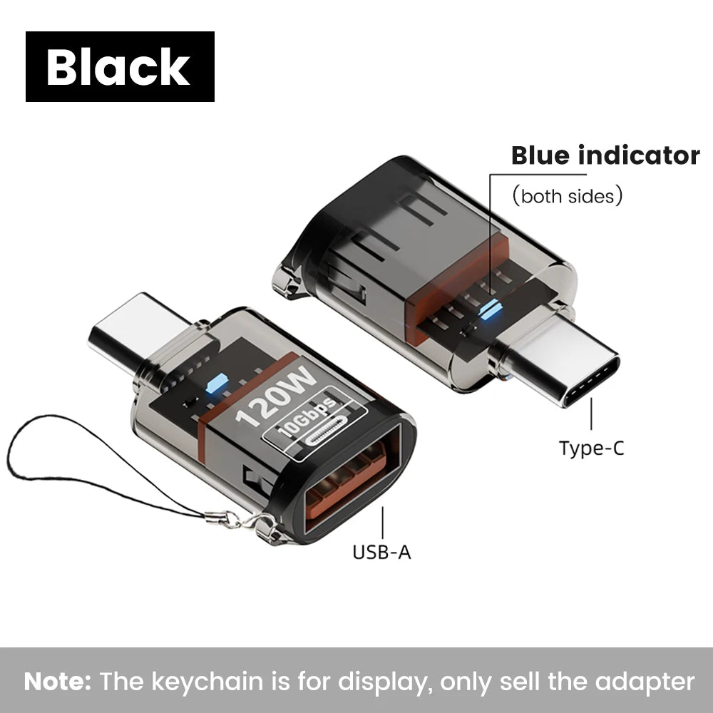 Olaf 120W Type C To USB A OTG Adapter USB 3.2 to Type C Fast Charging Connector For iPhone 15 16 Macbook iPad Huawei P60Xiaomi