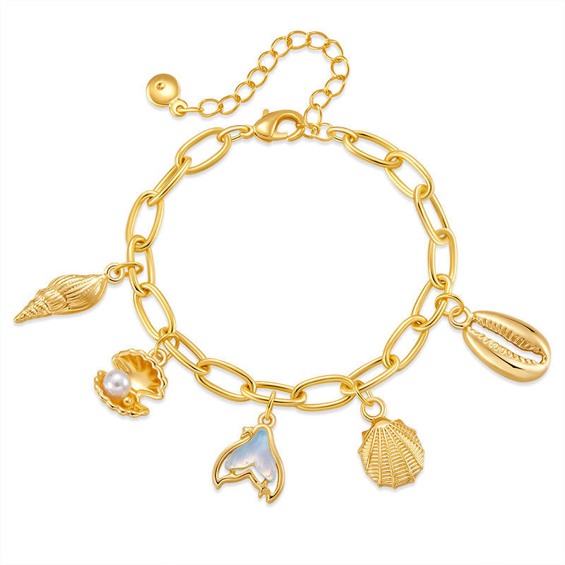 Bracelet plaqué cuivre en or véritable 18 carats, bracelet rétro à pendentif fait main de haute qualité