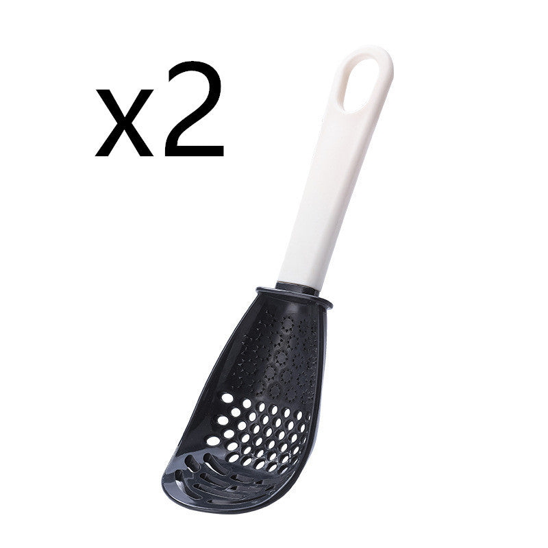 Cuillère à fente multifonctionnelle pour broyer et cuisiner, pour écraser les aliments auxiliaires, le gingembre, l'ail, les pommes de terre, les sautés, les spatules, les ustensiles de cuisine