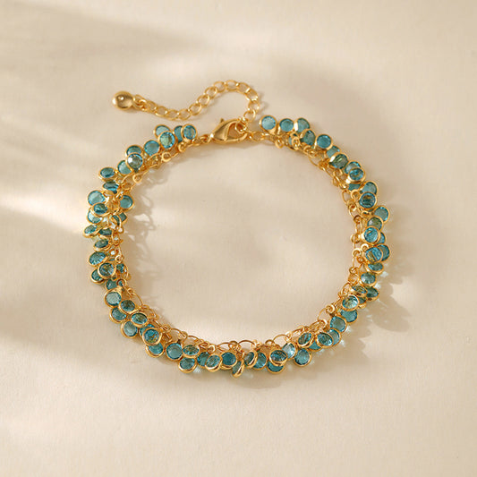 Bracelet multicouches en or véritable 18 carats plaqué cuivre pour femme