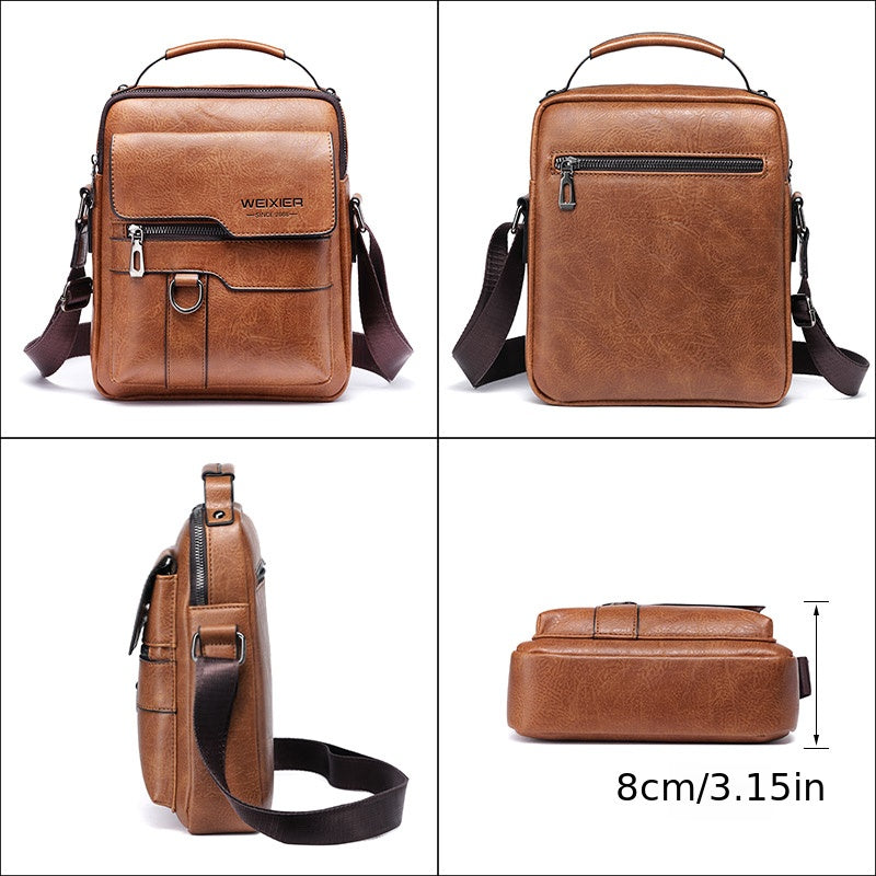 Men'S Vintage Crossbody Bag - Adjustable Strap, Multiple Compartments, Business Casual Shoulder Bag with "WEIXIER SINCE 2008" Branding, Black & Brown Options, Casual Crossbody | Vintage Crossbody | Adjustable Strap Bag