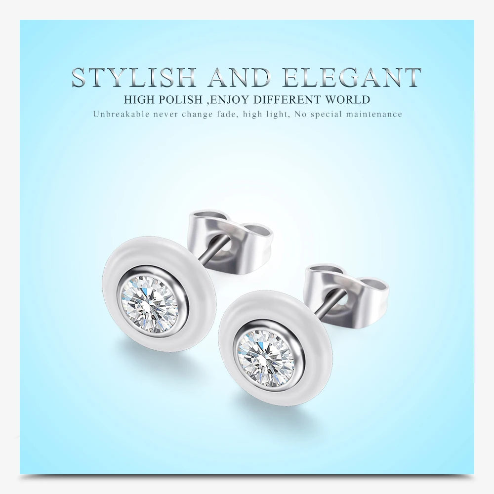 New Wedding Earring Jewelry Black White Ceramic Stud Earrings For Women girl Kids With  AAA Health Ceramic Zirconia Earring