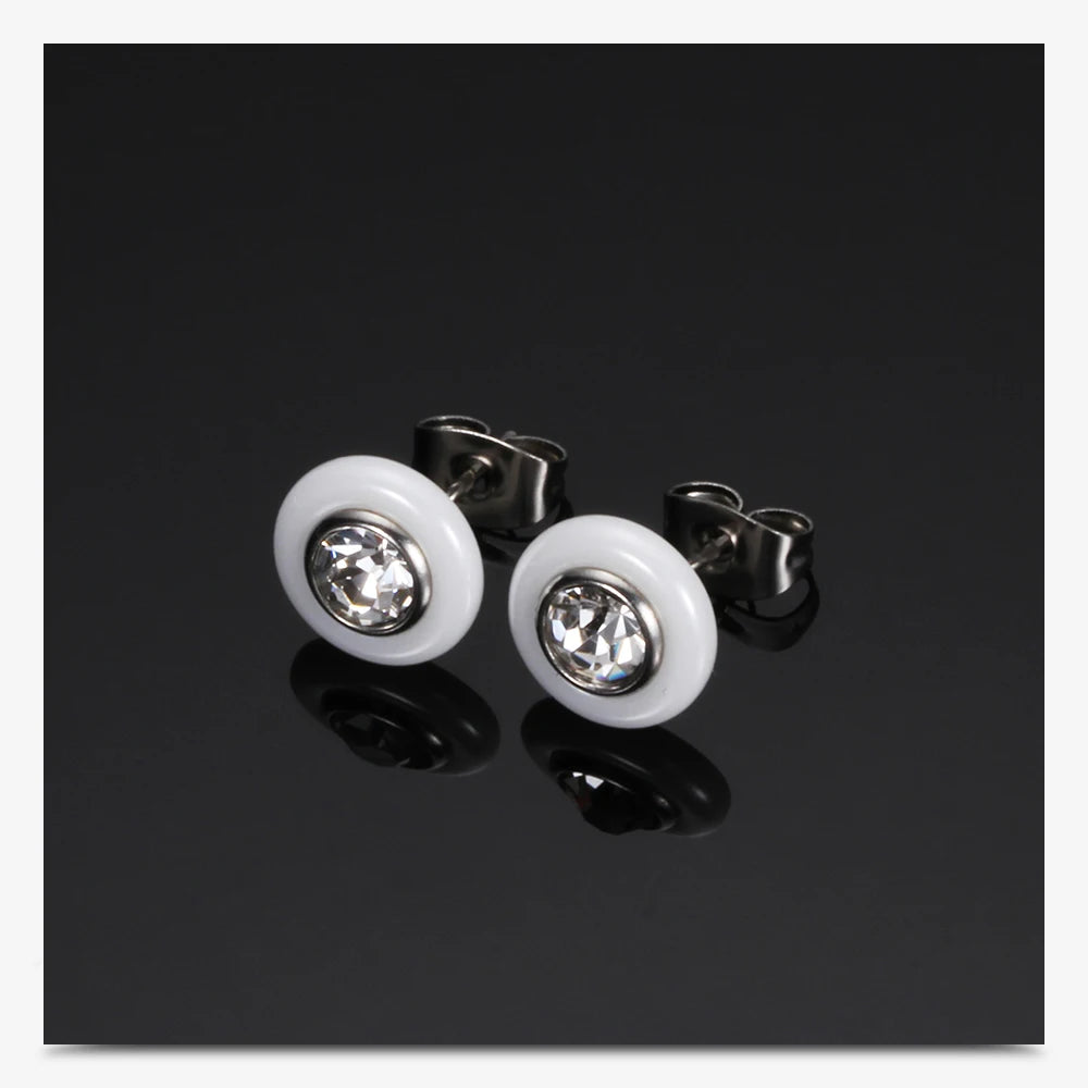New Wedding Earring Jewelry Black White Ceramic Stud Earrings For Women girl Kids With  AAA Health Ceramic Zirconia Earring