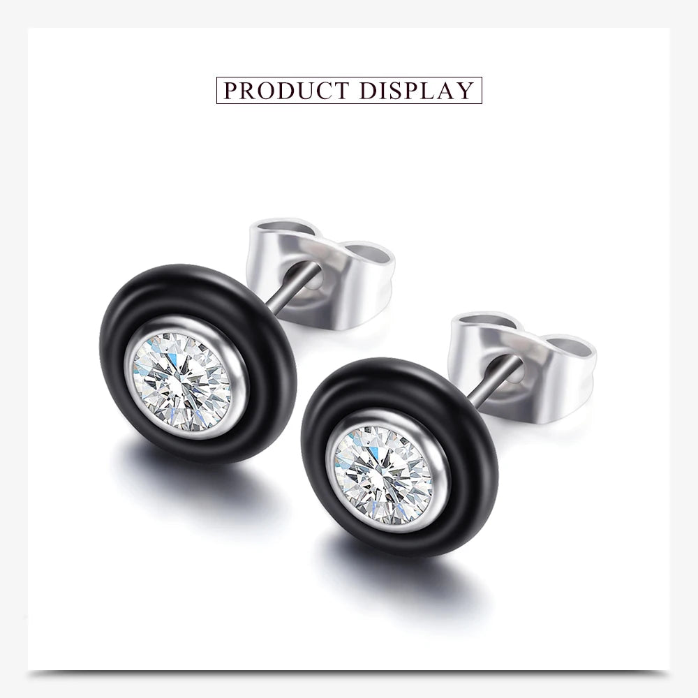 New Wedding Earring Jewelry Black White Ceramic Stud Earrings For Women girl Kids With  AAA Health Ceramic Zirconia Earring