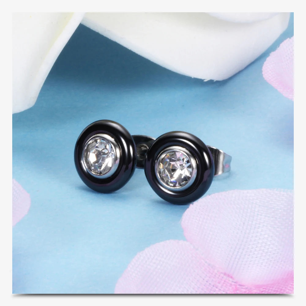 New Wedding Earring Jewelry Black White Ceramic Stud Earrings For Women girl Kids With  AAA Health Ceramic Zirconia Earring