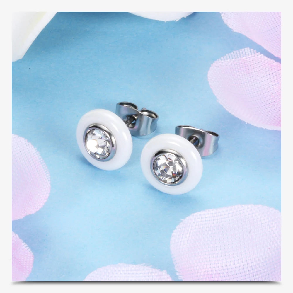 New Wedding Earring Jewelry Black White Ceramic Stud Earrings For Women girl Kids With  AAA Health Ceramic Zirconia Earring