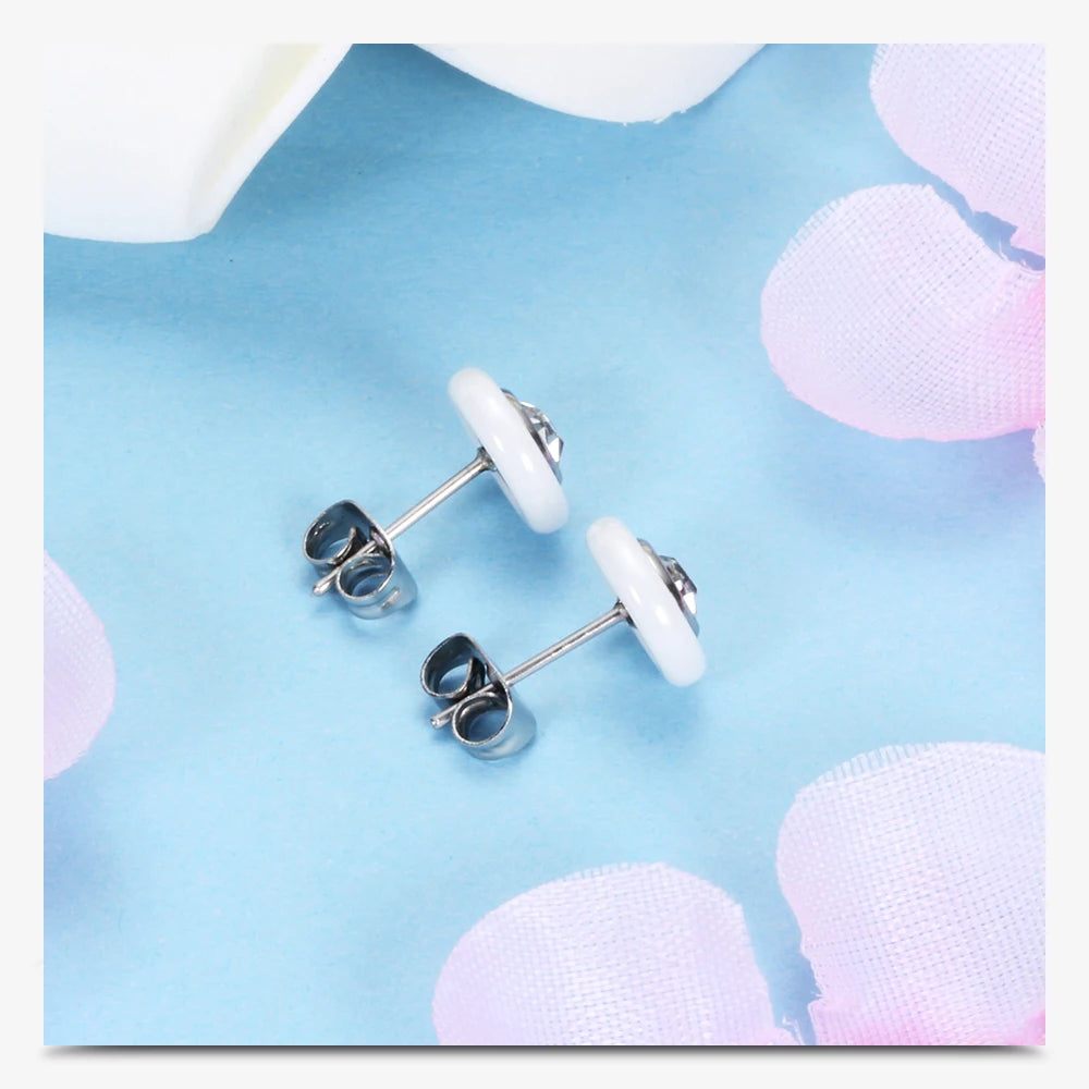 New Wedding Earring Jewelry Black White Ceramic Stud Earrings For Women girl Kids With  AAA Health Ceramic Zirconia Earring