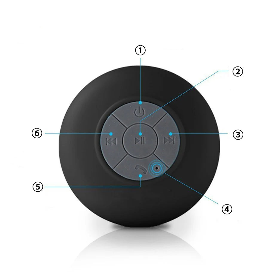 Mini enceinte Bluetooth pour douche, caisson de basses, étanche, mains libres, avec micro à ventouse, pour salle de bain, piscine, plage, voiture, téléphone