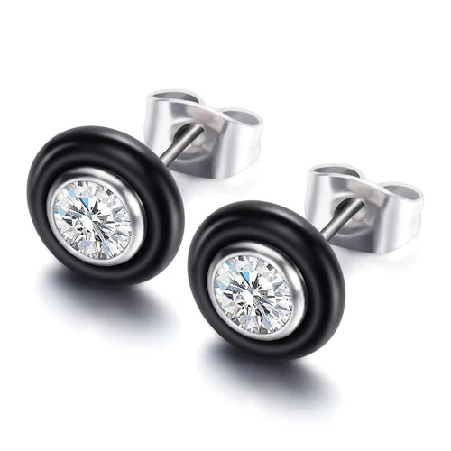 New Wedding Earring Jewelry Black White Ceramic Stud Earrings For Women girl Kids With  AAA Health Ceramic Zirconia Earring