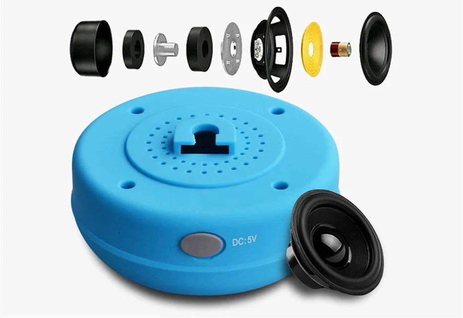 Mini enceinte Bluetooth pour douche, caisson de basses, étanche, mains libres, avec micro à ventouse, pour salle de bain, piscine, plage, voiture, téléphone