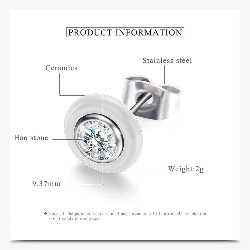 New Wedding Earring Jewelry Black White Ceramic Stud Earrings For Women girl Kids With  AAA Health Ceramic Zirconia Earring