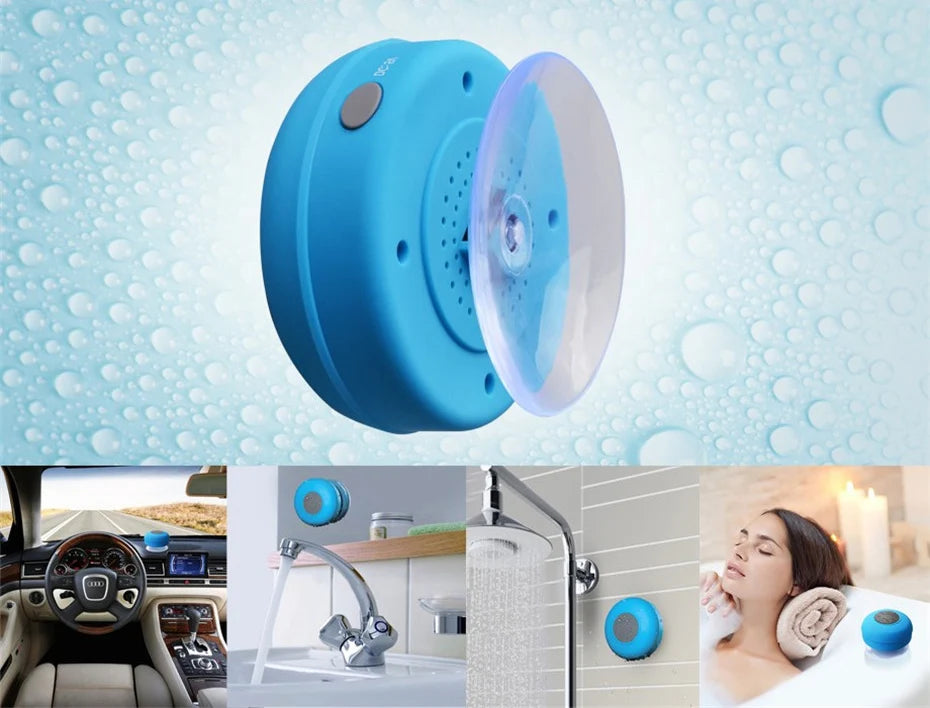 Mini enceinte Bluetooth pour douche, caisson de basses, étanche, mains libres, avec micro à ventouse, pour salle de bain, piscine, plage, voiture, téléphone