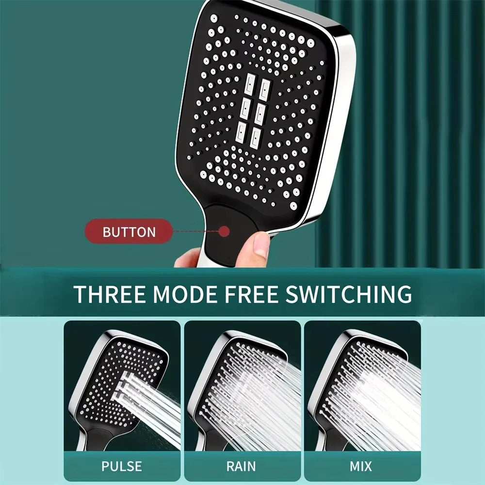 Adjustable Shower Head With 3 Modes Large Flow Shower Head High Pressure Water Saving Shower Faucet Bathroom Accessories