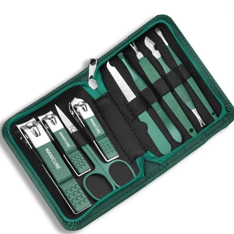 Kit de soins des ongles professionnel 7/10/12/18 pièces, ensemble de manucure et pédicure en acier inoxydable, ensemble de coupe-ongles avec étui de voyage