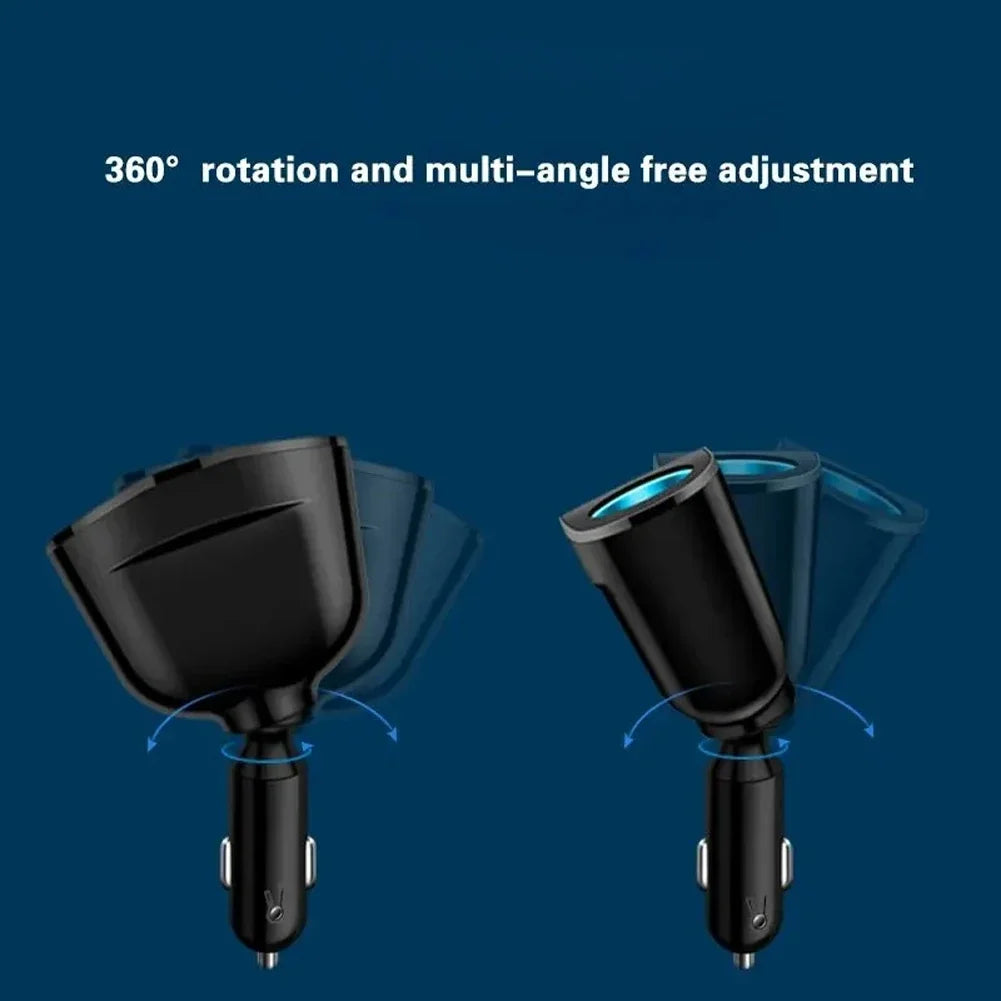 Car Cigarette Lighter Socket Splitter PD QC3.0 12V-24V 2 USB Charger C Ports 2.4A Fast Charging Car Charger for Mobile Phone DVR