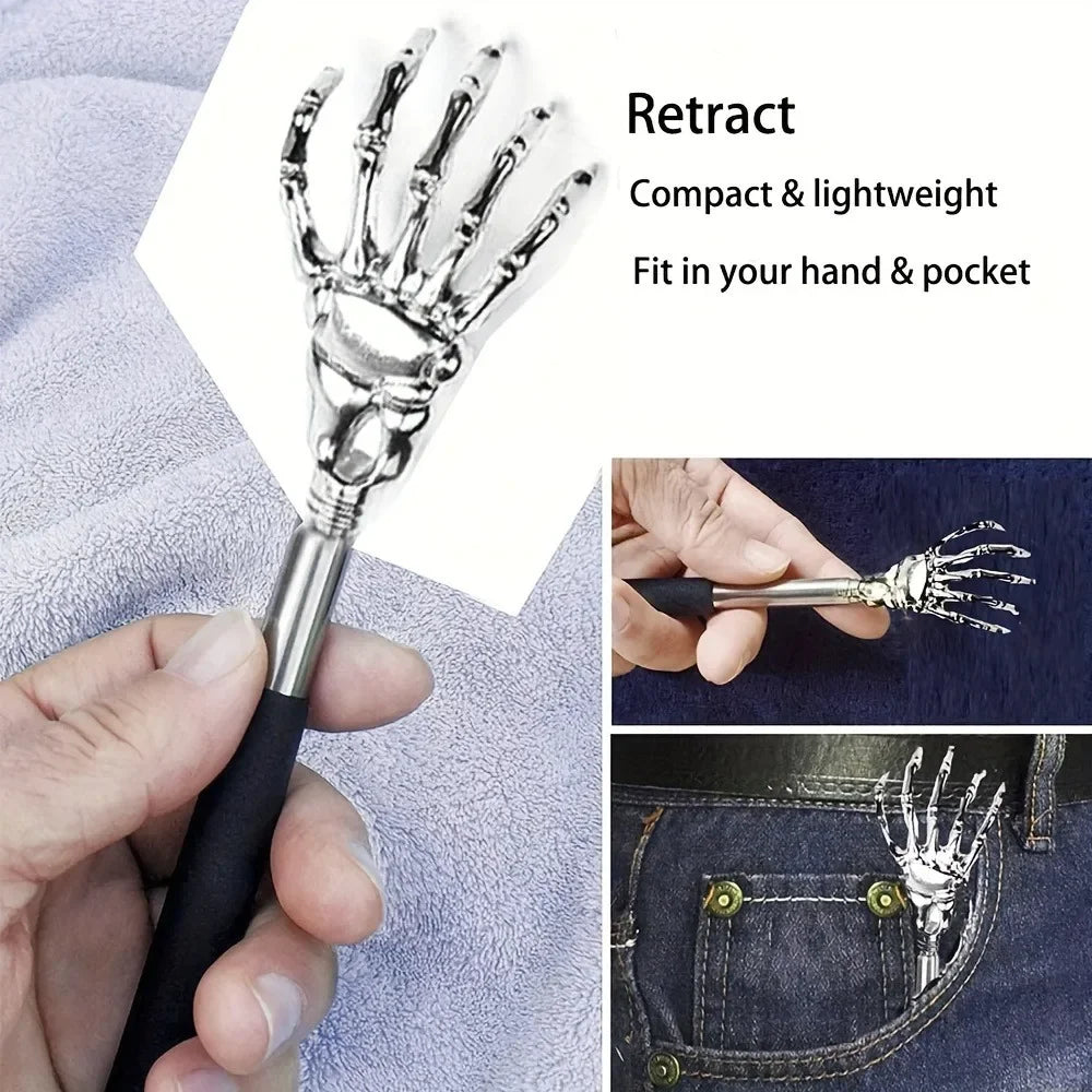 Gratte-dos télescopique portable en acier inoxydable, outil de massage du dos extensible pour la circulation sanguine, la relaxation et la santé