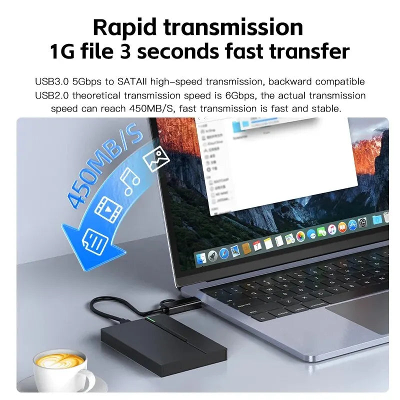 USB3.1 SSD/HDD case 2.5" External Hard Drive Enclosure USB 3.0 Hard Disk Case Supports 7mm 9.5mm SATA SSD HDD 6TB For Laptop PC