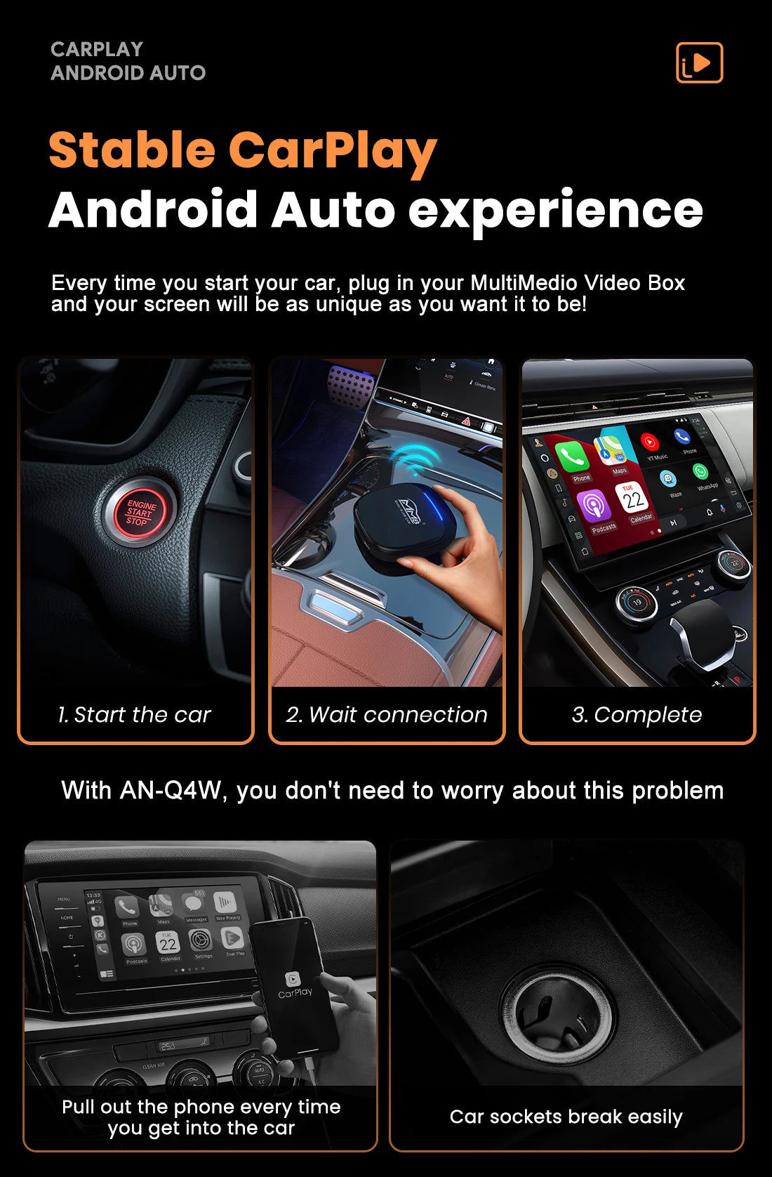 2025 MMB Max 4.0 Android13 Ultra Box QCM6125 8-Cores Wireless CarPlay Android Auto Ai Box 8+128G Auto Connection YouTube Netflix
